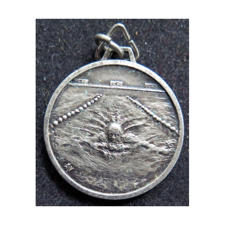 Médaille de natation argentée diamètre 2,8 cm