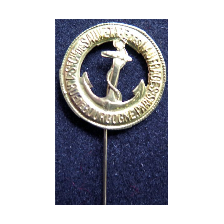 Badge métallique de la société de sauvetage des naufragés Paris