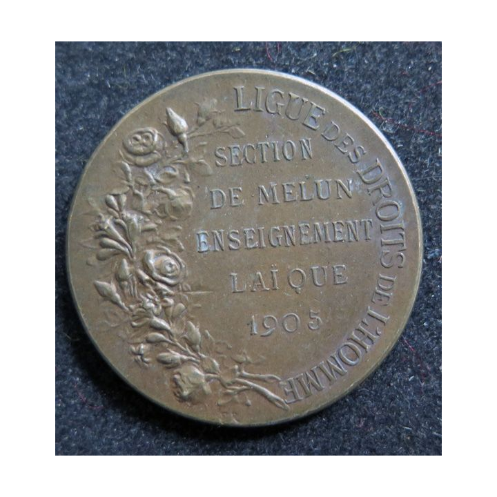Médaille en bronze de la Ligue des Droits de l'Homme Section de Melun 1905