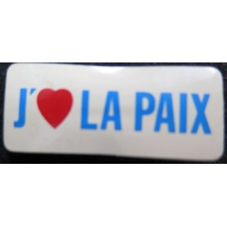 Badge plastique J'Aime la Paix 5 x 2,1 cm 
