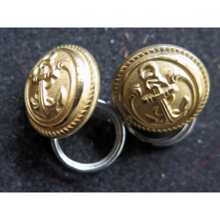 Paire de boutons de manchette en métal doré de la Marine