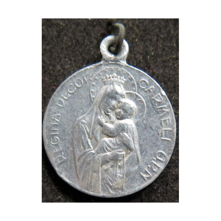 médaille en alu du Sacré Coeur et Notre Dame du Carmel 2,1 cm