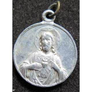 médaille en alu du Sacré Coeur et Notre Dame du Carmel 2,1 cm