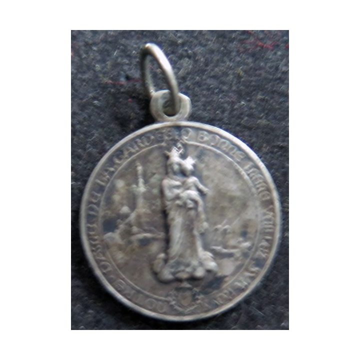 médaille argentée de Notre Dame de la Garde et du Sacré Coeur 2 cm