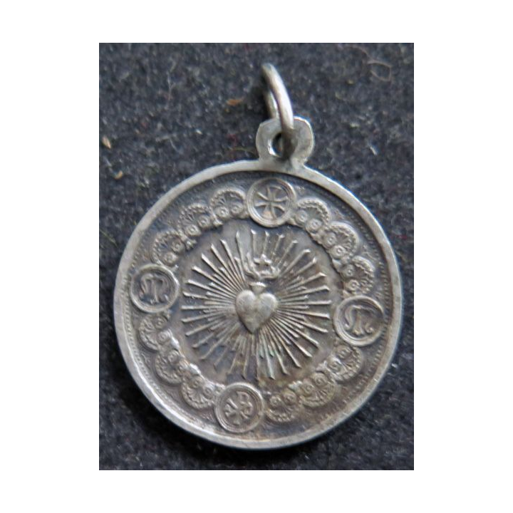 médaille argentée de Notre Dame de la Garde et du Sacré Coeur 2 cm