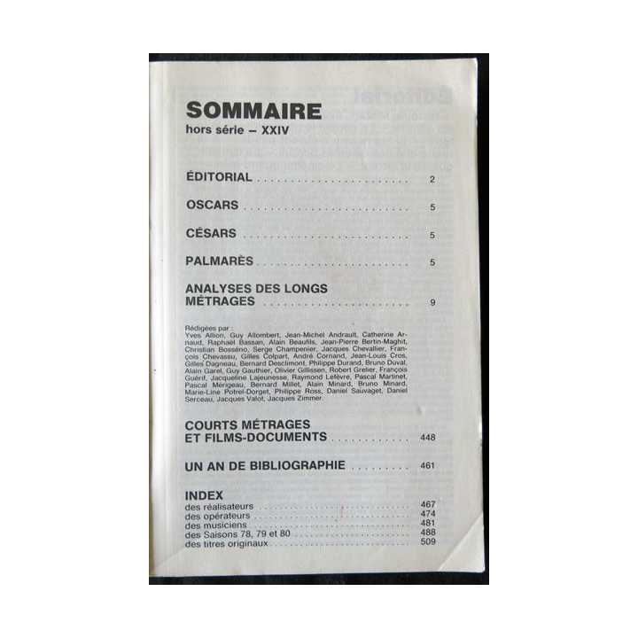 La revue du cinéma Hors Série XXIV, La saison cinématographique 80 UFOLEIS