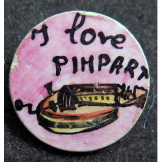 broche métallique I Love Paimpart 2,5 cm de diamètre