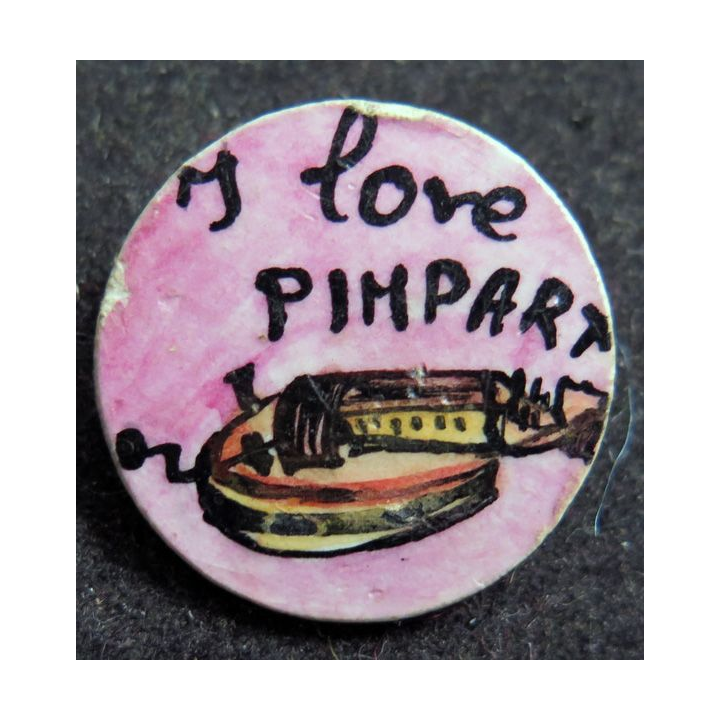 broche métallique I Love Paimpart 2,5 cm de diamètre