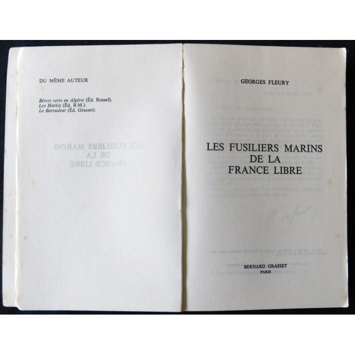 Les fusiliers marins de la France Libre de Georges Fleury aux Editions Grasset