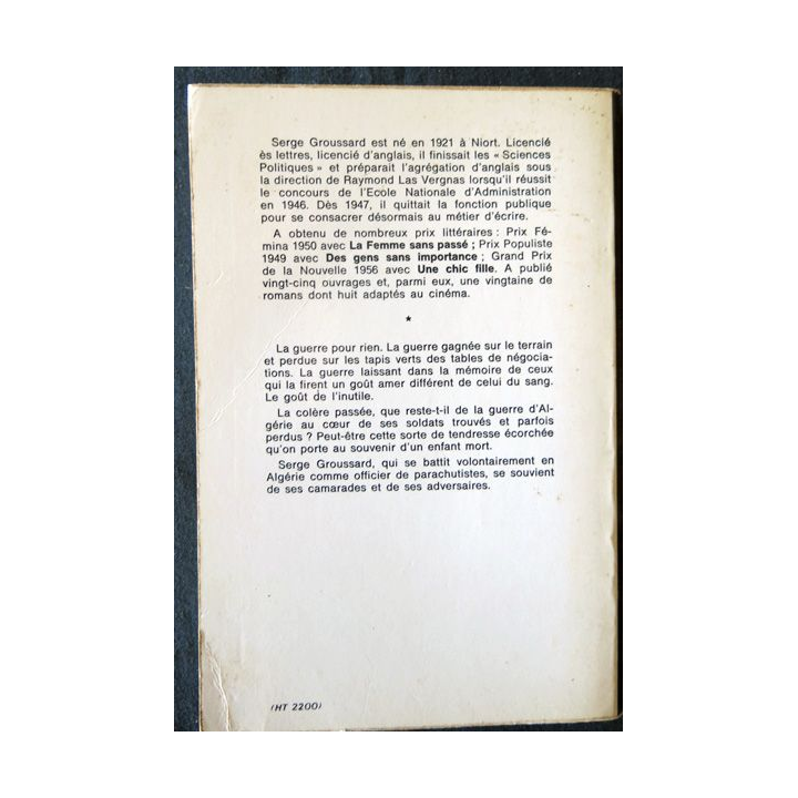La guerre oubliée de Serge Groussard aux Editions Plon