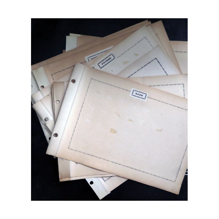 Plus de 50 feuilles dont 35 neuves 21 x 30 cm de vieux classeurs de timbres poste