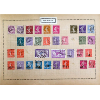 feuille de 33 timbres France sur charnière année 1920-1930