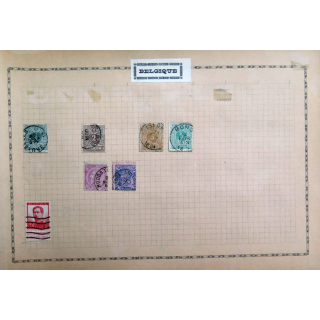 feuille de 7 timbres Belges sur charnière année 1880-1915