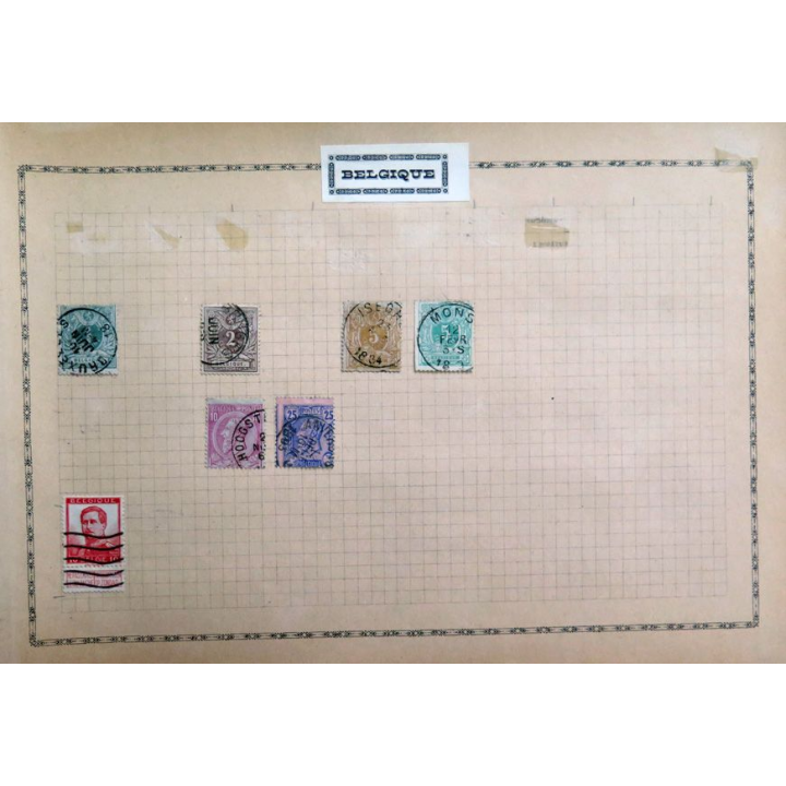 feuille de 7 timbres Belges sur charnière année 1880-1915
