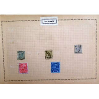 feuille de 5 timbres du Levant bureaux de poste autrichiens oblitérés sur charnière 1890-1910
