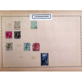 feuille de 8 timbres du Luxembourg oblitérés sur charnière année 1910 - 1930