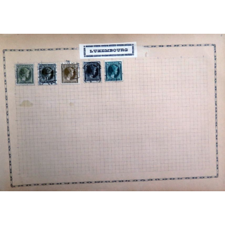 feuille de 5 timbres du Luxembourg oblitérés sur charnière année 1920 - 1930