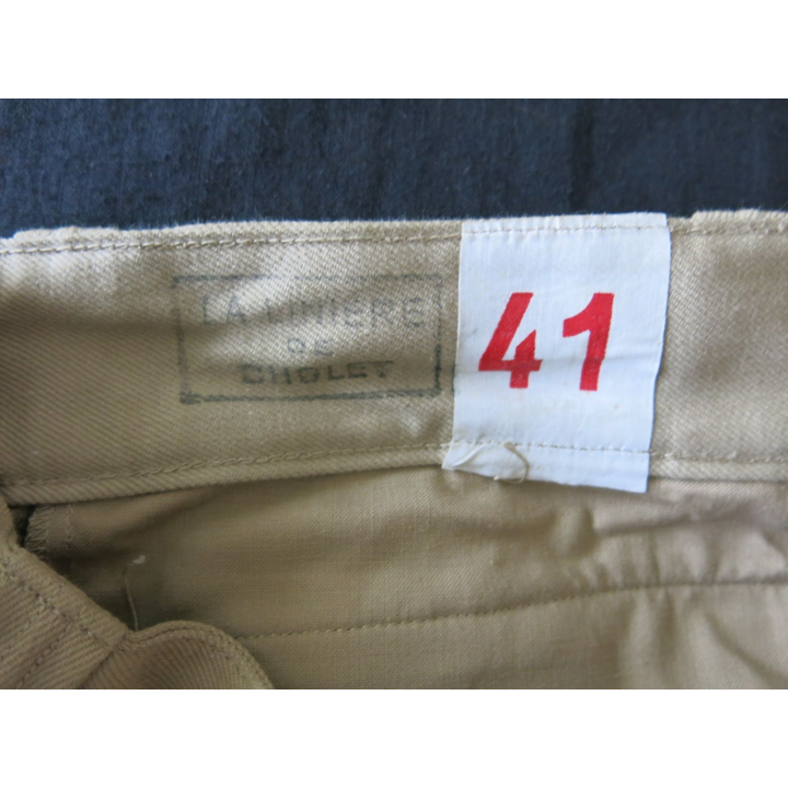 Pantalon toile épaisse beige après guerre Ets La Liniere de Cholet T 41 neuf