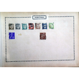 feuille de 9 timbres du Portugal oblitérés sur charnière année 1930 - 1934