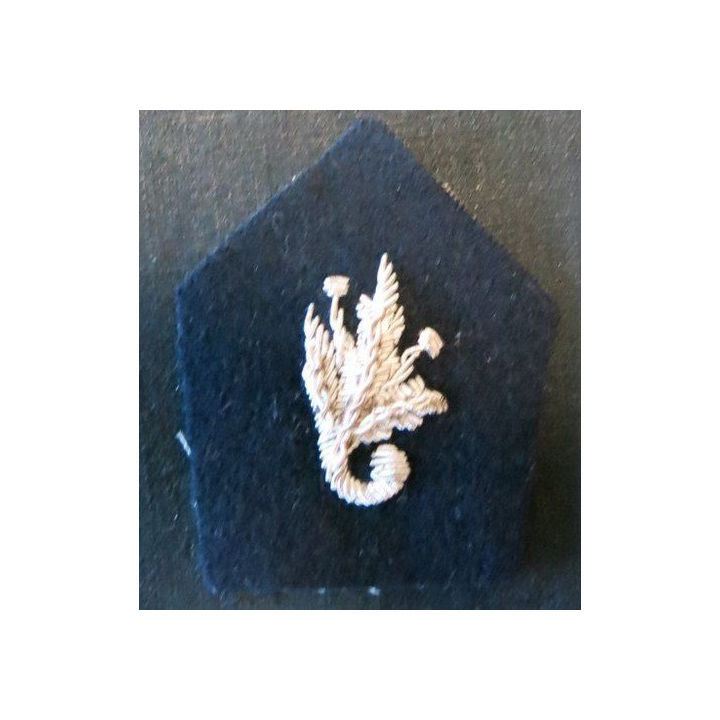 PATTE DE COL : écusson d'officier d'Intendance en cannetille argent