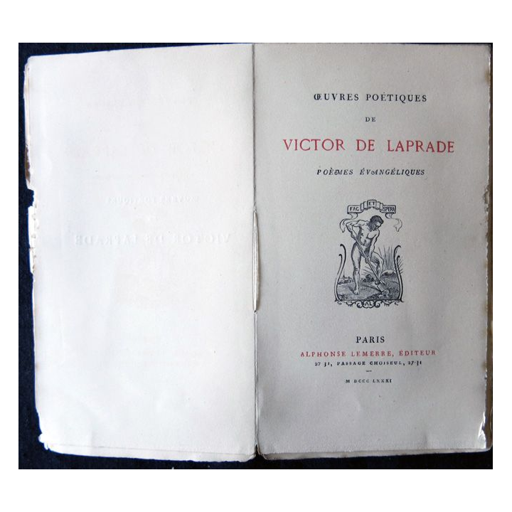Œuvres poétiques de Victor de Laprade, poèmes évangéliques, Alphonse Lemerre Editeur MDCCCLXXXI