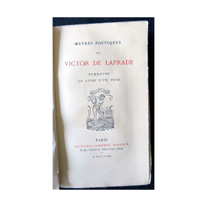 Œuvres poétiques de Victor de Laprade, Pernette le livre d'un père, Alphonse Lemerre Editeur MDCCCLXXXII