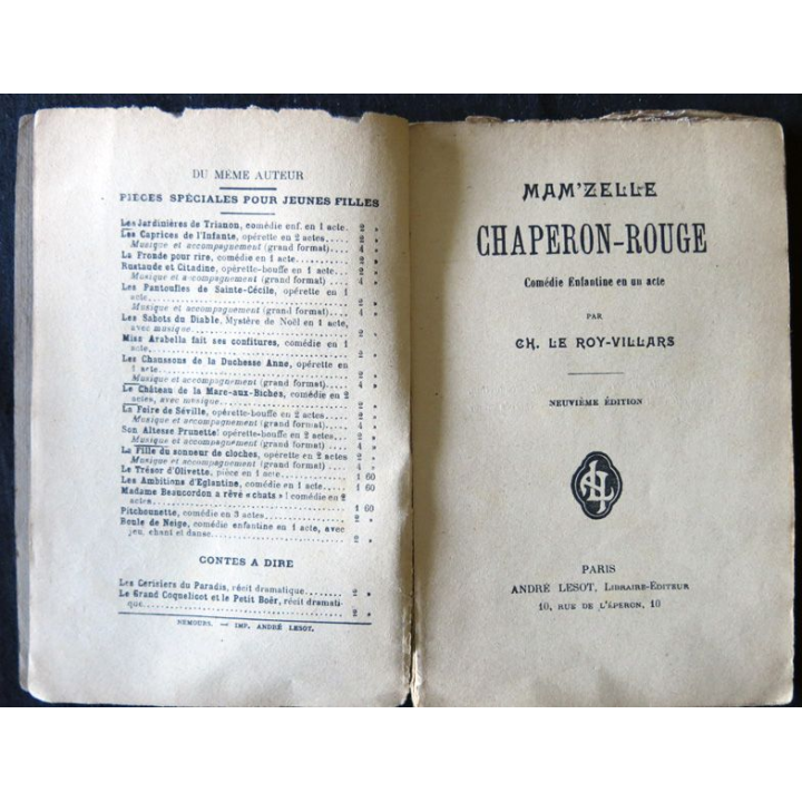 Mam'zelle Chaperon-Rouge de Ch. Le Roy-Villars édité par André Lesot Libraire-Editeur