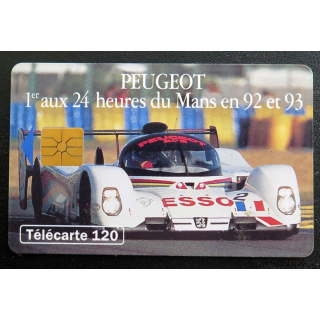 Carte téléphonique télécarte 120 Peugeot 1er aux 24 heures du Mans en 92 et 93