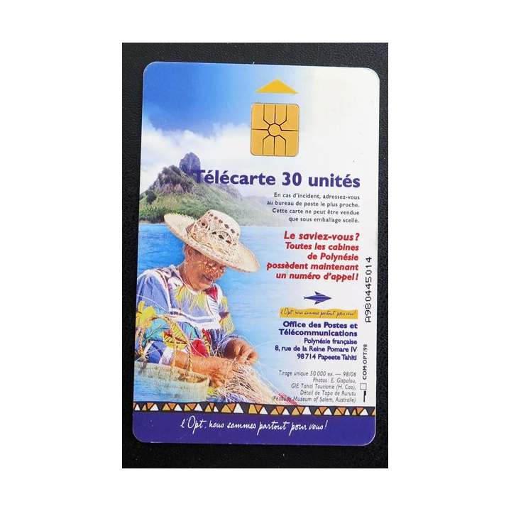 Carte téléphonique télécarte 30 Unités Polynésie Française Annuaire Officiel