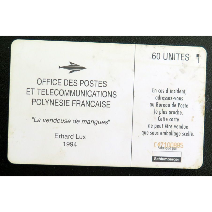 Carte téléphonique télécarte 60 Unités Polynésie Française Postes et Télécom