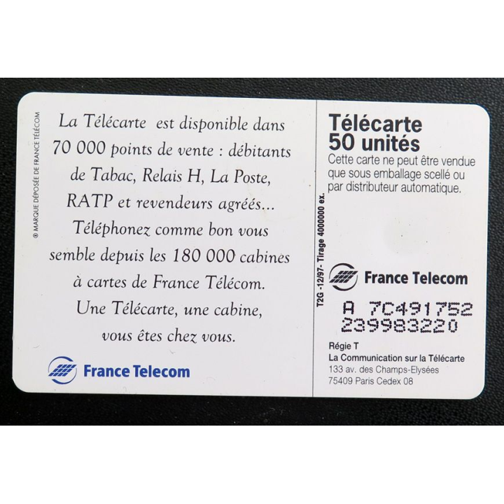 Carte téléphonique télécarte 50 Une télécarte une cabine vous êtes chez vous