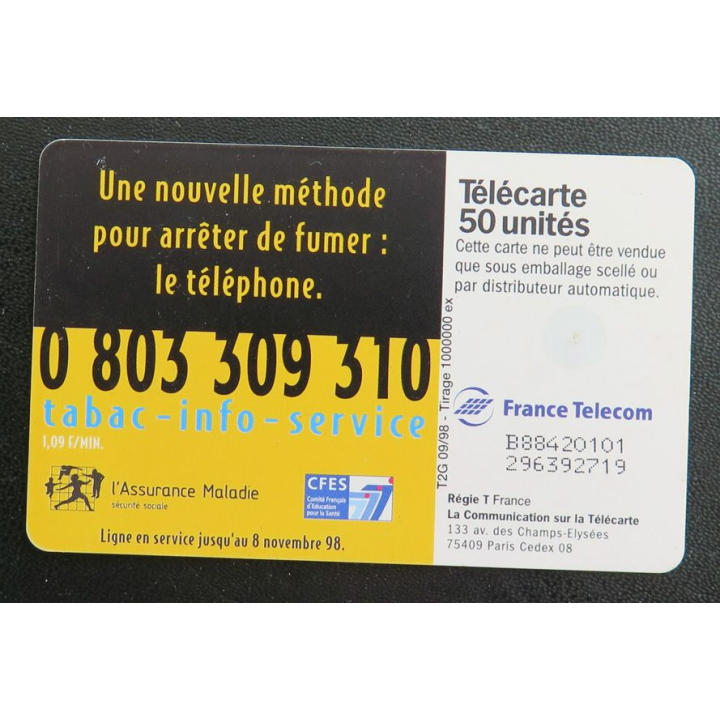 Carte téléphonique télécarte 50 Tabac info service
