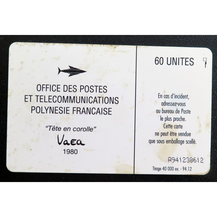 Carte téléphonique télécarte 60 Unités Polynésie Française Postes et Télécom