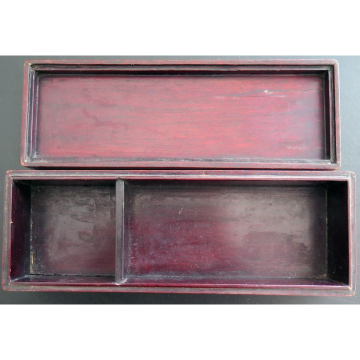 Vieux plumier en bois 28 x 9,5 x 7 cm