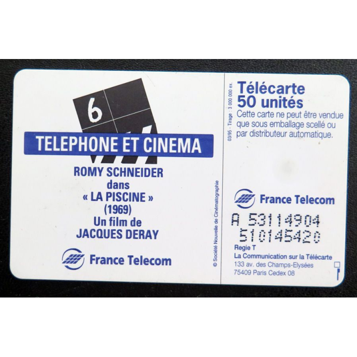 Carte téléphonique télécarte 50 Téléphone et cinéma Romy Schneider