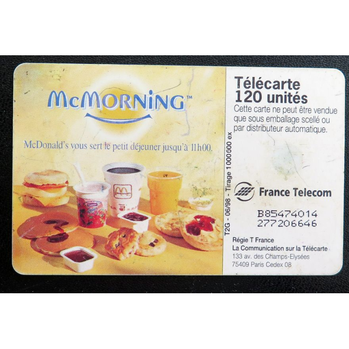 télécarte 120 unités France télécom Mc Morning