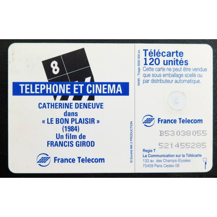 Carte téléphonique télécarte 120 Téléphone et cinéma Catherine Deneuve