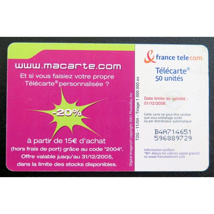 Carte téléphonique télécarte 50 je crée ma carte à mon image