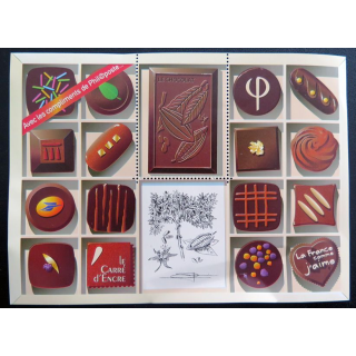 Bloc vignette Phil@poste le carré d'encre le chocolat