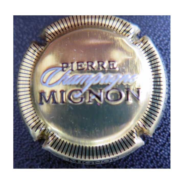 Capsule Muselet de bouteille de champagne MIGNON Pierre n° 100e or stries noires