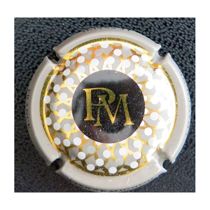 Capsule Muselet de bouteille de champagne MIGNON Pierre n° 219ea contour beige foncé centre noir