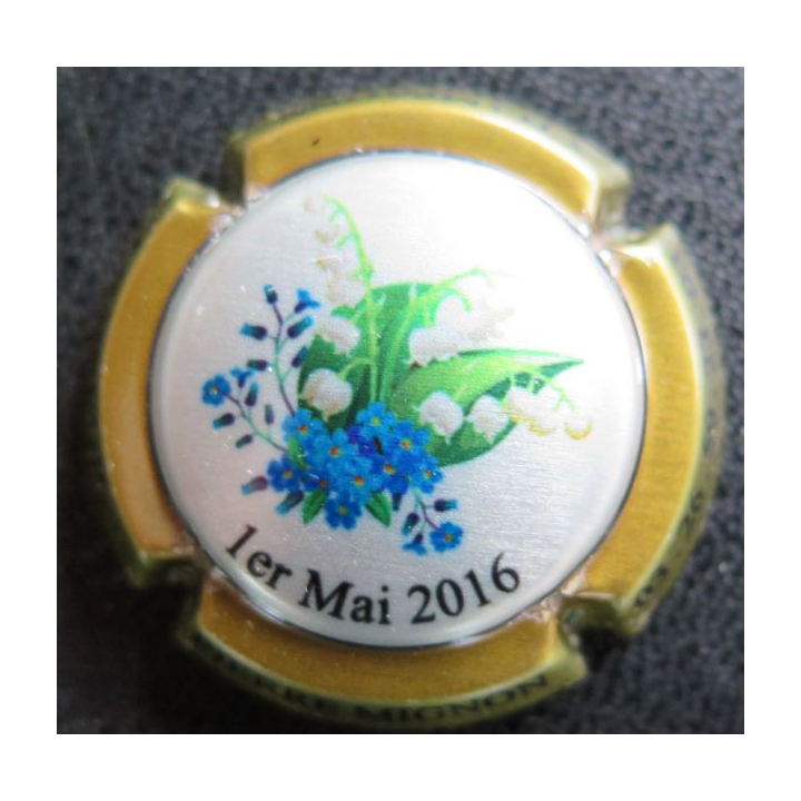 Capsule Muselet de bouteille de champagne MIGNON Pierre n° 119c 1° Mai 2016 contour or foncé