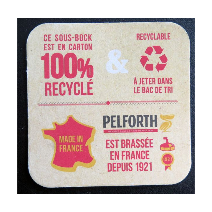 DESSOUS DE VERRE A BIÈRE Pelforth brassée dans le Nord depuis 1921