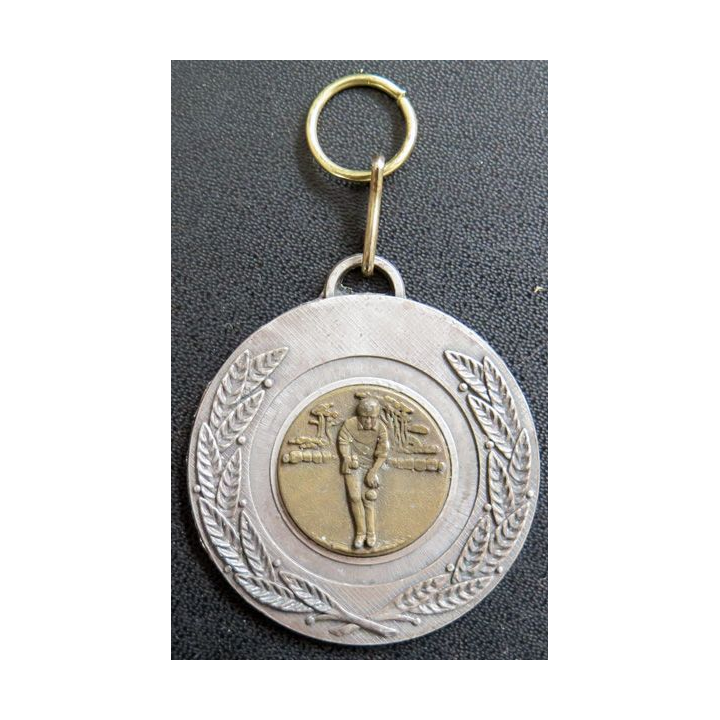 Médaille bronzée et argentée de joueur de pétanque 5cm de diamètre