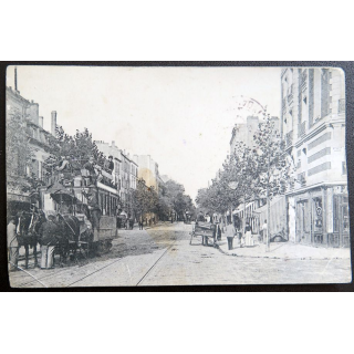 Carte postale de tramway hippomobile 1908 timbrée d'Aillevilliers