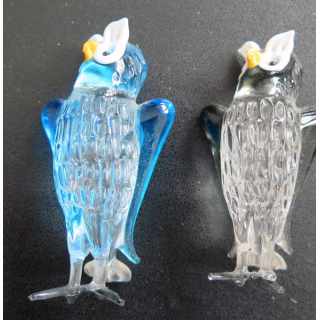 2 chouettes en verre coloré hauteur 7 cm environ