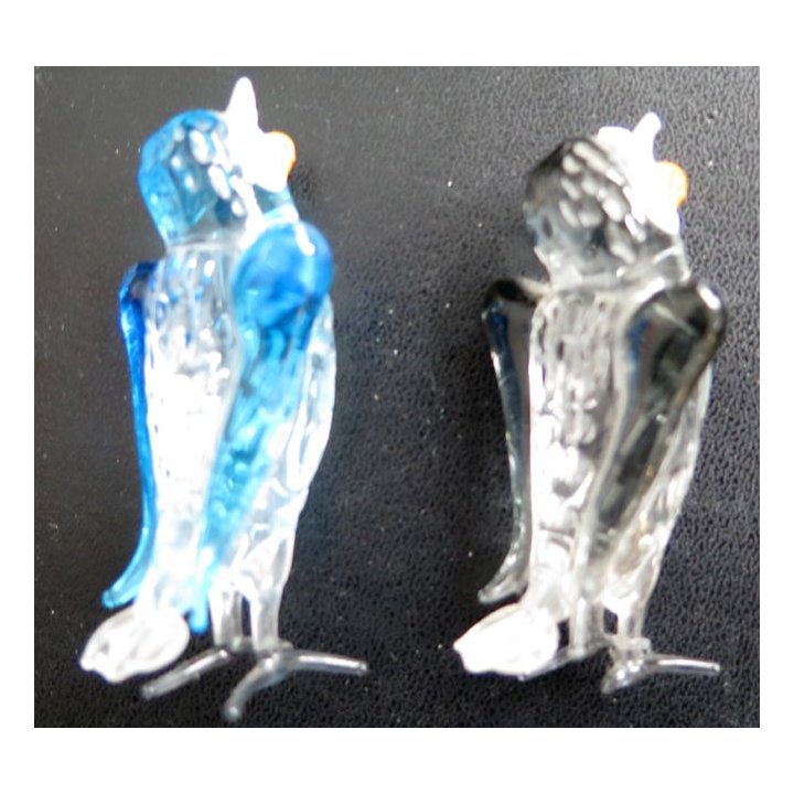 2 chouettes en verre coloré hauteur 7 cm environ