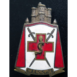 CIISS 1 : insigne métallique du centre instruction interarmées du service de santé N° 1 de fabrication Drago G. 1664 émail