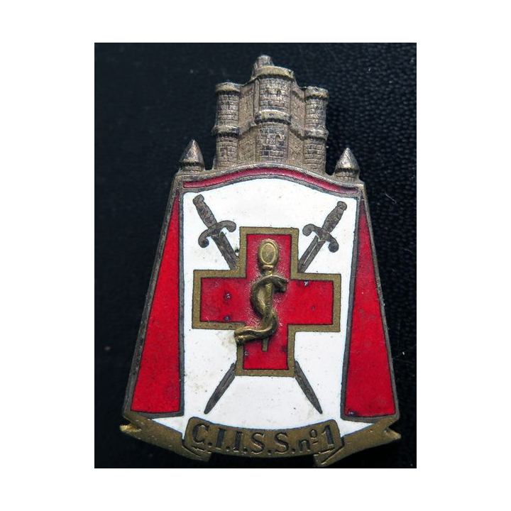 CIISS 1 : insigne métallique du centre instruction interarmées du service de santé N° 1 de fabrication Drago G. 1664 émail