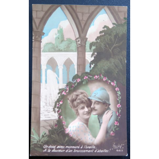 Carte postale Un doux aveu murmuré à l'oreille 1919